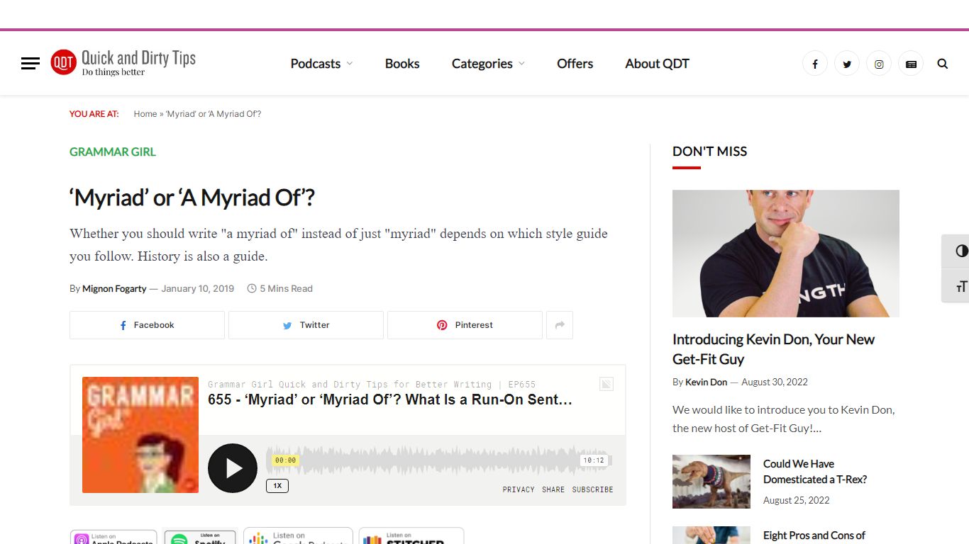 ‘Myriad’ or ‘A Myriad Of’? - Quick and Dirty Tips